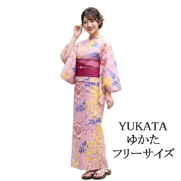 浴衣 レディース 単品 綿浴衣 洋蘭　プレタ浴衣 ゆかた 綿 女性 大人 フリーサイズ x0497