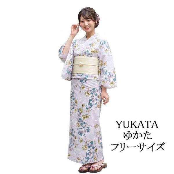 浴衣 レディース 単品 綿浴衣 桜 楓 ひょうたん プレタ浴衣 ゆかた 綿 女性 大人 フリーサイズ x0521