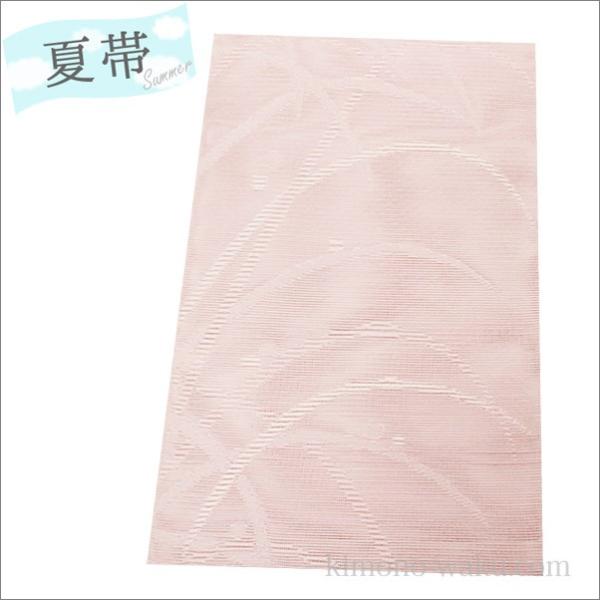 夏帯 名古屋帯 長尺 新品 夏名古屋帯 淡いピンク色地に露芝柄 夏帯 名古屋帯 長尺 新品 夏名古屋帯 淡いピンク色地に露芝柄