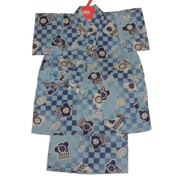 [Release date: June 19, 2020]男児　甚平　色：水色サイズ：90　身長85〜95ｃｍ　胸囲45〜51ｃｍ　胴囲42〜46ｃｍ★トップス　着丈39.5ｃｍ　身幅29ｃｍ　袖丈12ｃｍ★ボトムス　ウエスト19ｃｍ　股上...