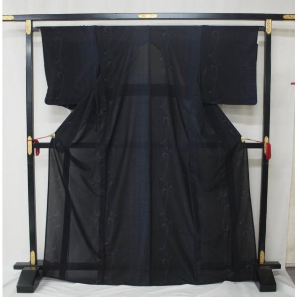 特選本場大島 1783 御仕立て上がり夏大島 着尺 みづゑ 黒系濃紺