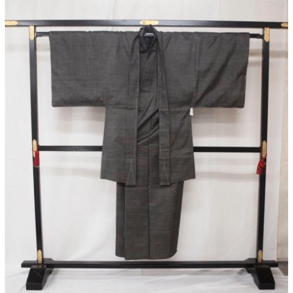 美品 0005 大島紬 男物アンサンブル着物 L 焦げ茶色（中古） : きもの 