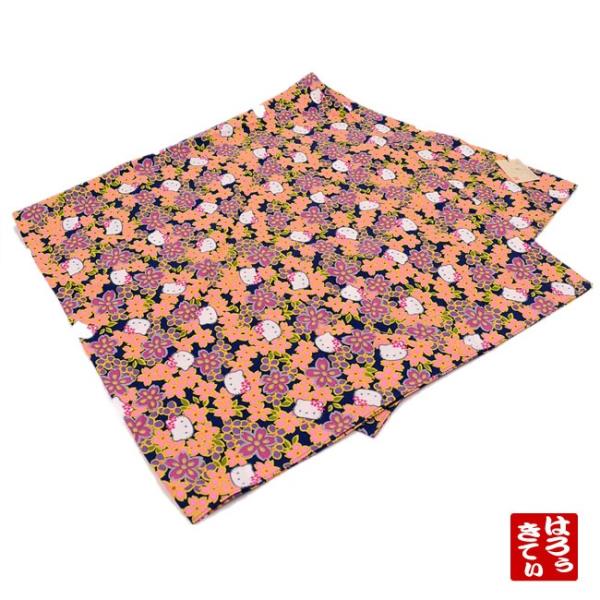 ハローキティ 風呂敷 大判 花柄 青紺 舗 和柄 三巾