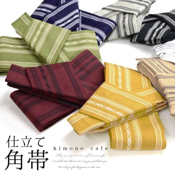 【30％OFF対象品】大人  角帯 マジックテープ 止めるだけ 日本製 男性用 綿　定番献上柄 10cm巾 Mサイズ Lサイズ 8色 紺 黒 エンジ グレー 白 着物 浴衣