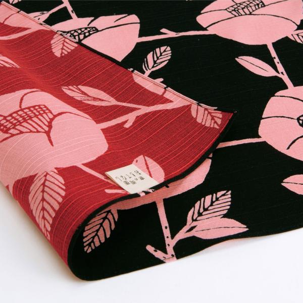 風呂敷 日本製 50cm幅 有職 和柄 リバーシブル 両面  両面 黒 墨色 赤 ピンク すみいろ 椿 花 モダン 北欧 ランチョンマット インテリア スカーフ ティッシュカバー リメイク タペストリー バスケット プレゼント 贈り物 包装...