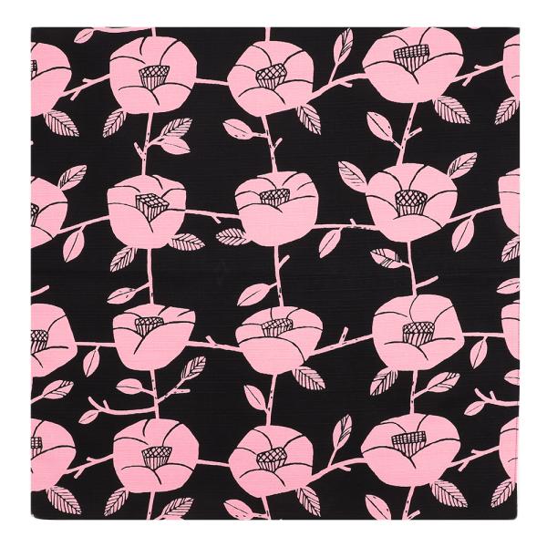 風呂敷 日本製 50cm幅 中巾 リバーシブル 椿 つばき ツバキ 花 黒 墨色 ピンク 赤 和 京の両面おもてなし 綿100％ 粋 モダン 北欧 テーブルクロス インテリア スカーフ リメイク タペストリー ワイン包装 ペットキャリー プ...