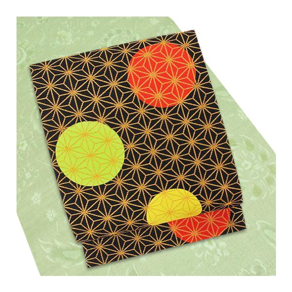 在庫処分 袋帯 新品 正絹 黒地 麻の葉 丸 水玉 西陣 今井 金糸 逸品 美  