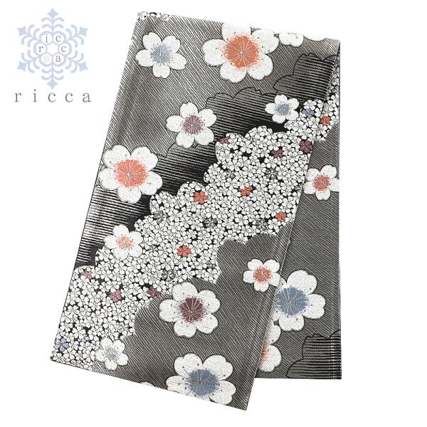 中古 袋帯 振袖用 正絹 唐織 引箔 銀 ラメ 黒地 白 ピンク 橙 渋紫