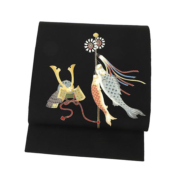 出品は3月末まで、仕立て上がり9寸名古屋帯 5月節句 兜とこいのぼり＆菖蒲 kimonochidori_6-1648