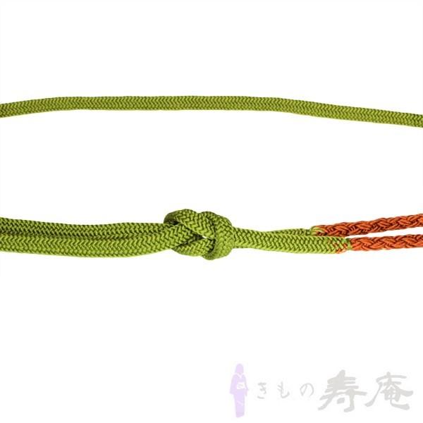 帯締め 平組 緑 茶色 正絹 新品 : 2194 : 帯きもの寿庵 京都発 新品 