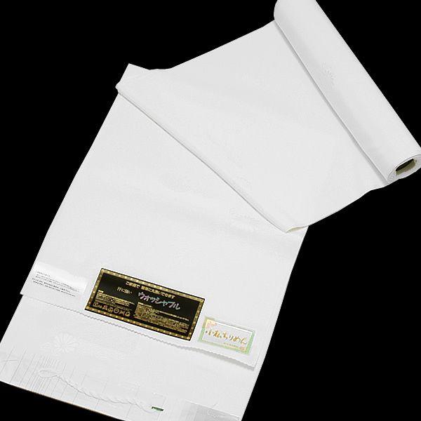 洗える正絹長襦袢 未仕立て ウォッシャブル「白色 雲に菊」小松 