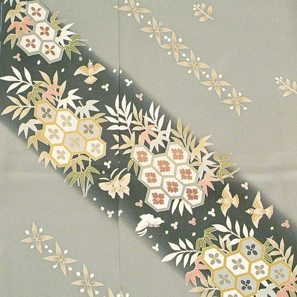 K0686 美品 逸品 ちりめん地 本手加工 正絹 訪問着 K0686 美品 逸品