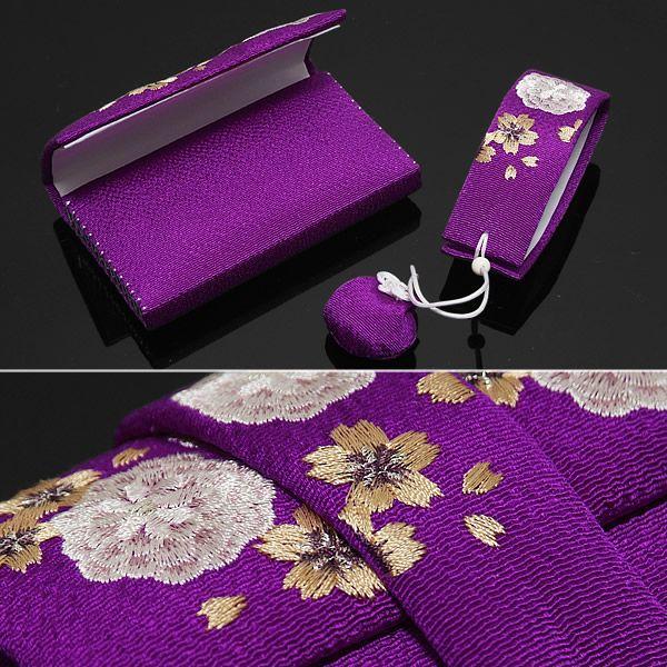 振袖 小物 ハコセコ 箱迫「紫色 丸菊、桜の刺繍」刺繍 筥迫 前 振袖 小物 ハコセコ 箱迫「紫色 丸菊、桜の刺繍」刺繍 筥迫 前
