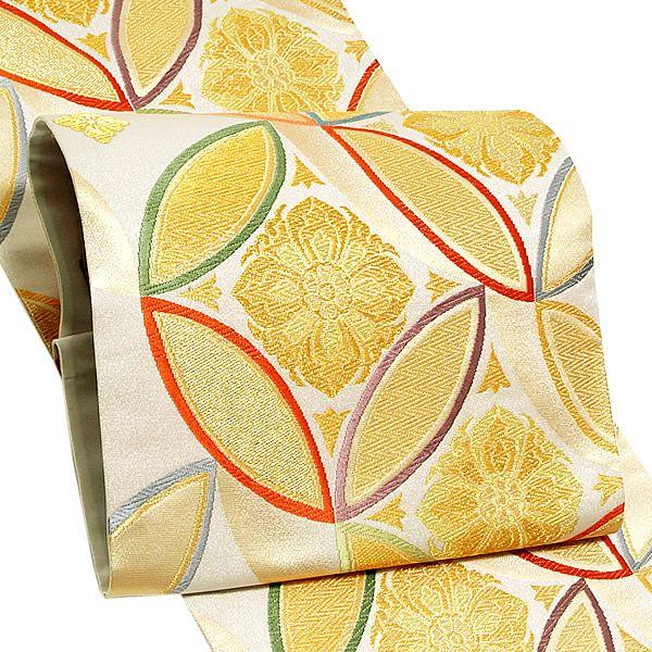 Prices down4）振袖 袋帯「七宝段違い華文」未仕立て （株）白寿苑謹製