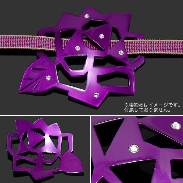 帯 バラ柄 シルバー×黒×紫ラメ 帯 バラ柄 シルバー×黒×