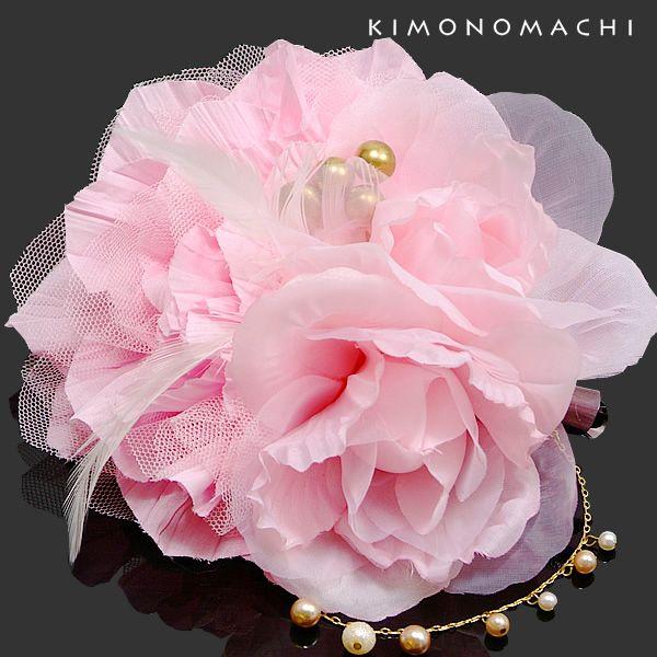 Prices down3)成人式 髪飾り お花「ピンク色 お花と羽根 Prices down3)成人式 髪飾り お花「ピンク色 お花と羽根