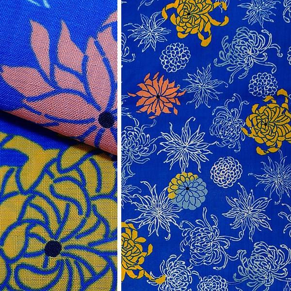 KIMONOMACHI 浴衣 レディース 単品「コバルトブルー 菊」 フリーサイズ