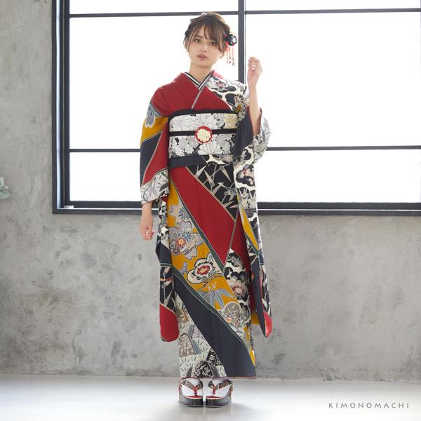 Prices down）成人式 髪飾り 赤 黒 レトロ 日本製 「梅に鶴」礼装 簪 