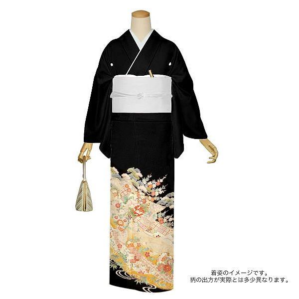お仕立て上り【京友禅振袖◆吉祥花に御所車】桜 ブラック 黒 お仕立て上り【京友禅振袖◇吉祥花に御所車】桜 ブラック 黒