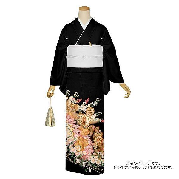 黒留袖 名古屋城 老松 未仕立て 浜ちりめん 在庫保管品-