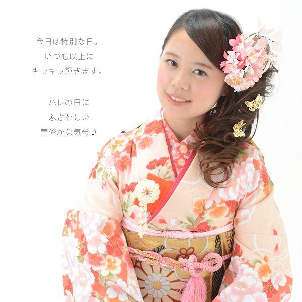 Prices down2）成人式 髪飾り お花 単品「ピンク色系 お花」フラワー 