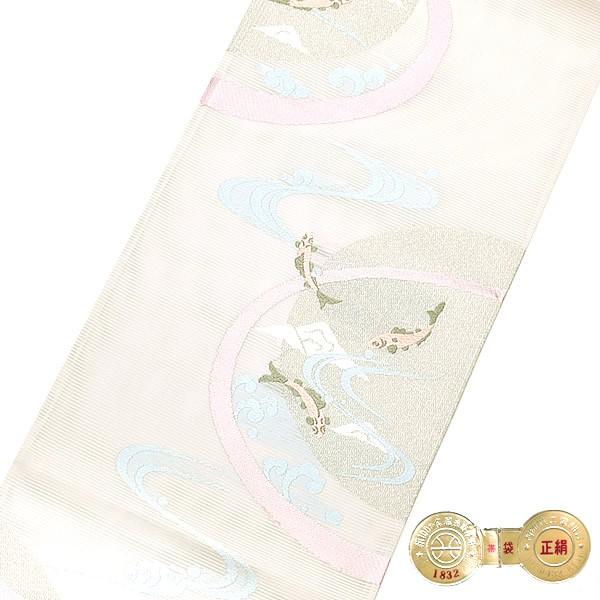 新品未仕立　西陣織六通柄丸巻袋帯　金魚 袋帯 単品 正絹 六通柄 未使用 仕立て付 フォーマル 六通 西陣織