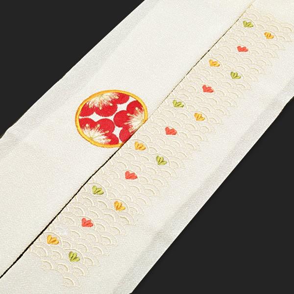 Prices down3）振袖 半襟 刺繍 「白色 青海波、梅丸文」結婚式 振袖半