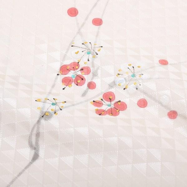 Prices down4）襦袢 反物 正絹 「薄ピンク色 紅白梅」 ウロコ綸子