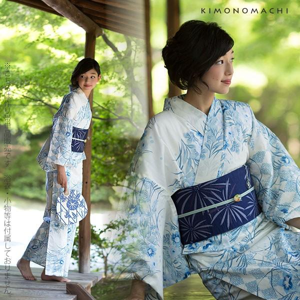 単着物　浴衣　藍色　珍しい　花火　付け下げ　S程度 KIMONOMACHI 浴衣 レディース レトロ セット 3点セット 浴衣+帯+