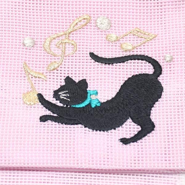 夏 半幅帯「ピンク 猫」四寸帯 細帯 夏帯 刺繍 夏着物、浴衣に : 京都
