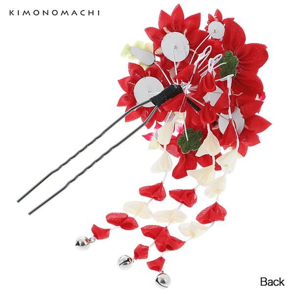 Prices down4）成人式 髪飾り 振袖「赤色系つまみ細工 お花 のかんざし