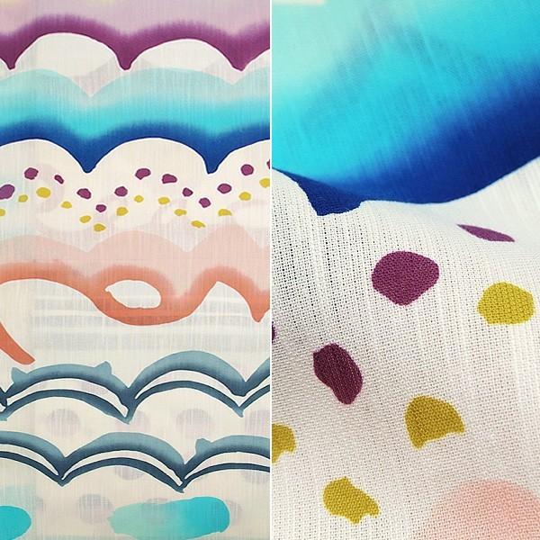 TSUMORI CHISATO 浴衣 レディース 「白色 猫波、猫ドット段模様 TSUMORI CHISATO 浴衣 レディース 「白色 猫波、猫ドット段模様