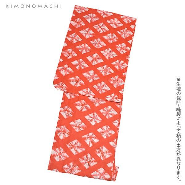 KIMONOMACHI 浴衣 レディース 「赤色に菱形 絞り風」綿