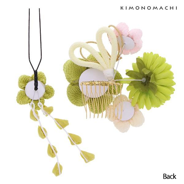 Prices down4）成人式 髪飾り 2点セット「抹茶色のつまみ、お花」振袖