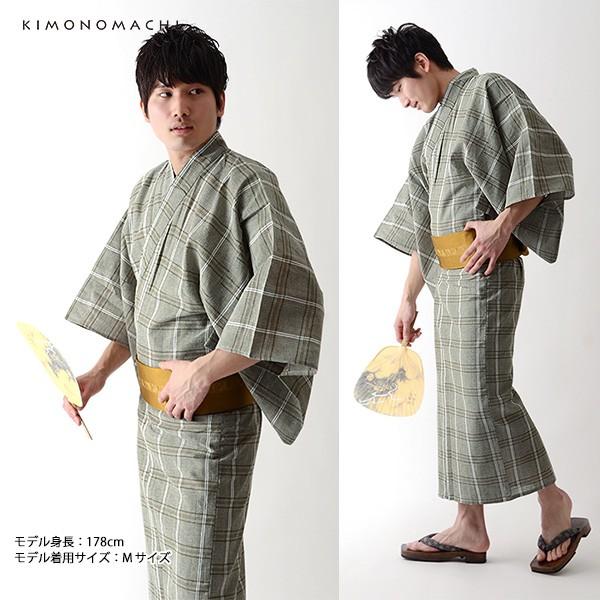 Summer Sale延長 9 14迄 浴衣 メンズ 男性 2点セット グリーン格子縞 S M L Ll 男性浴衣 角帯 メンズ浴衣 綿麻浴衣ss2106men 京都きもの町 Yahoo 店 通販 Yahoo ショッピング