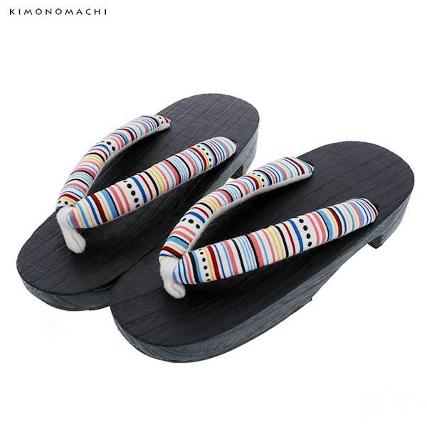 京都きもの町オリジナルの女性下駄です。台は焼桐を黒塗りしていて、汚れにくく、鼻緒は裏地がふわふわですので、擦れて痛くなりにくい下駄です。また、ゴム底なので、滑りにくく安心です。浴衣に合わせて、オシャレな下駄を合わせてみてはいかがでしょうか。...