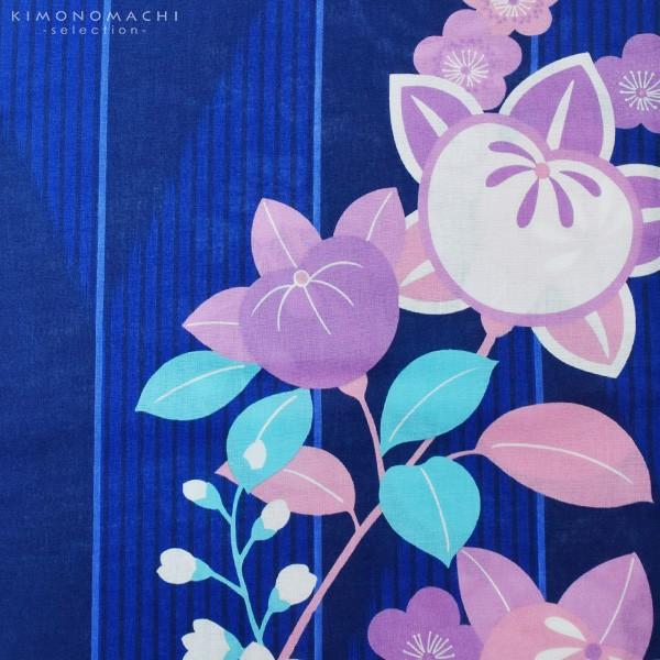 M3509★ 着物淡雪 ★ 綿浴衣 ★ 未使用品　浴衣　薔薇に蝶　矢鱈縞 M3509☆ 着物淡雪 ☆ 綿浴衣 ☆ 未使用品 浴衣 薔薇に蝶 矢鱈縞