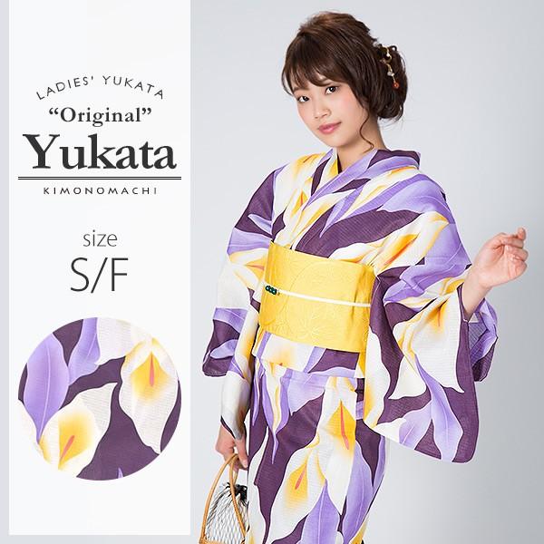 京都きもの町オリジナル 浴衣単品 紫色 カラーの花 綿 限定タイムセール S F 女性浴衣 Ll Tl 盆踊りに 夏祭り お仕立て上がりss03ykl50