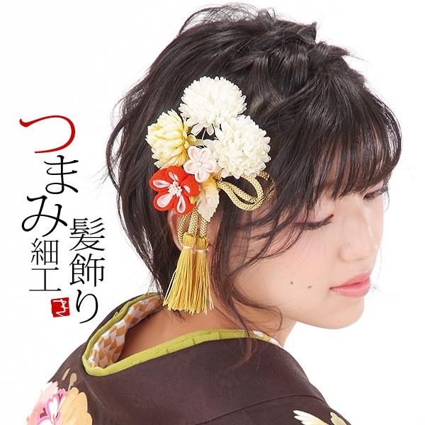 成人式 髪飾り 振袖 2点セット オレンジ色のお花 つまみ細工 お花 房飾り コーム つまみ細工髪飾り お花髪飾り 1749 京都きもの町 通販 Yahoo ショッピング
