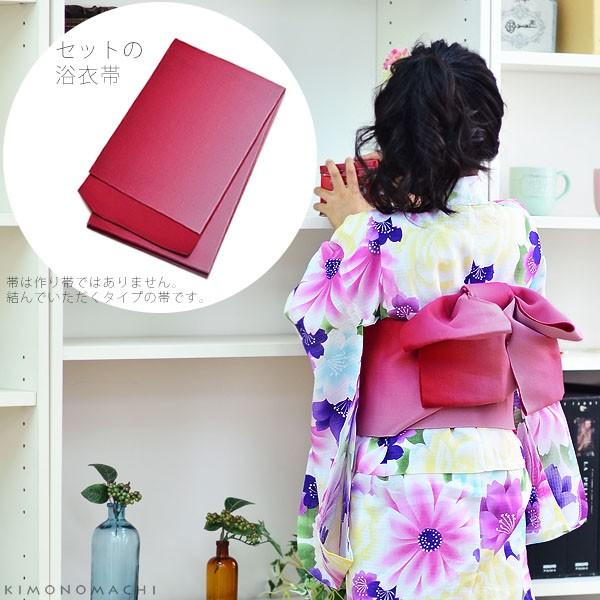 KIMONOMACHI こども 浴衣セット「パープルフラワー」レトロ