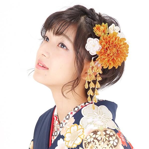 Prices down3)成人式 髪飾り 振袖 2点セット「オレンジ色のお花 Prices down3)成人式 髪飾り 振袖 2点セット「オレンジ色のお花