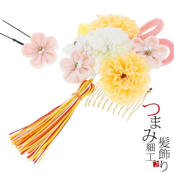 Prices down2）七五三 髪飾り2点セット「薄黄色のお花、薄ピンク、白色