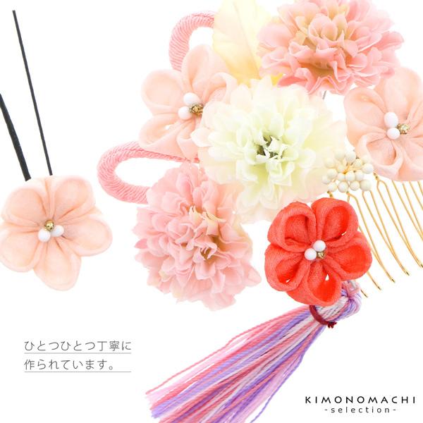 七五三 髪飾り2点セット 薄ピンク色のお花 ピンク色のつまみのお花 房飾り 子供 つまみ細工 三歳の女の子に 1680 Ss26kkd10 京都きもの町 通販 Yahoo ショッピング