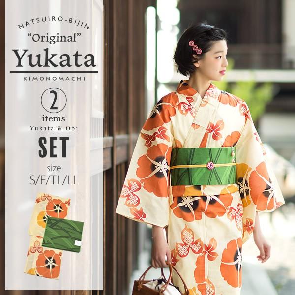 浴衣 レディース セット オリジナル 橙色 朝顔 綿 S F Tl Ll 女性浴衣セット 夏祭り 盆踊りに お仕立て上がりss2106ykl50 京都きもの町 通販 Yahoo ショッピング