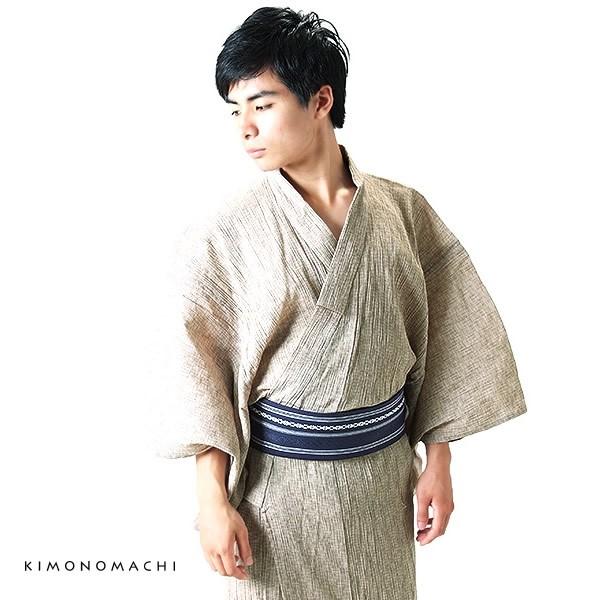 Prices down2）浴衣 メンズ 男性 2点セット「白ベージュ破れ細格子浴衣