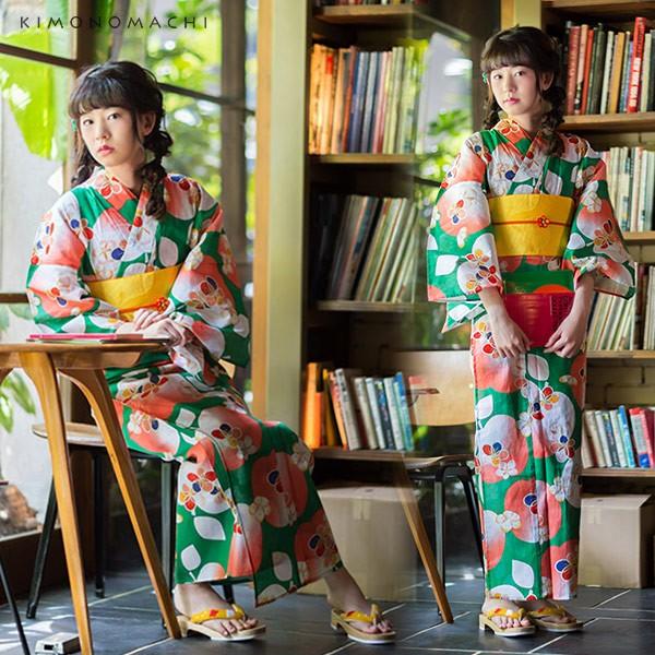 KIMONOMACHI 浴衣 レディース 浴衣セット「緑色リンゴ」京都