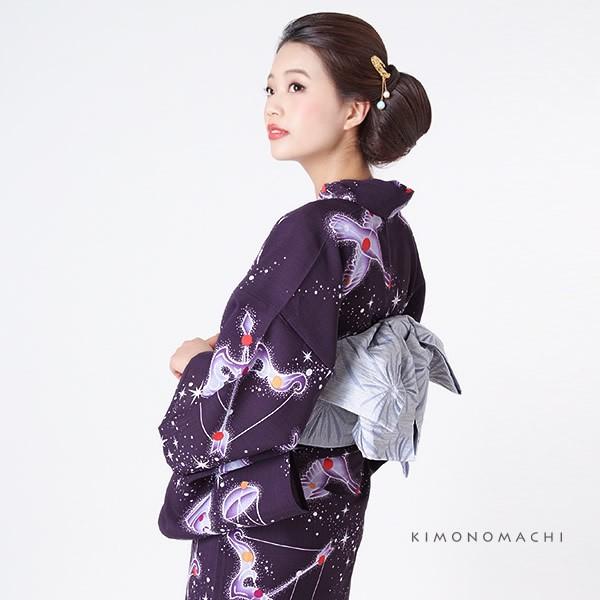 KIMONOMACHI 浴衣 レディース 浴衣セット「紫紺色 星」京都きもの町