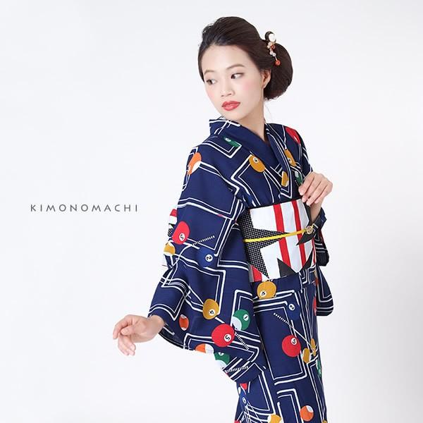 KIMONOMACHI 浴衣 レディース 浴衣セット「紺青色 ビリヤード