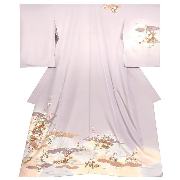 Prices down2）訪問着 着物 未仕立て オーダー 礼装 「淡藤色 雲に吉祥 