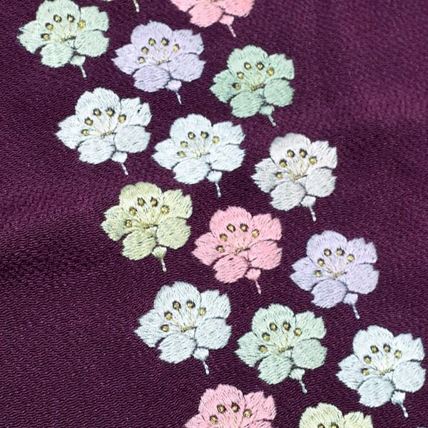 Prices down） 成人式 帯揚げ 振袖 「紫色 桜」 刺繍帯揚げ 正絹帯揚げ  